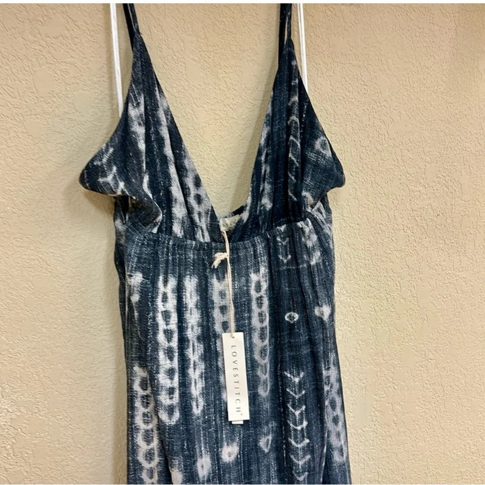 NWT LoveStitch Navy Print Maxi Dress, Size Medium - Picture 3 of 5